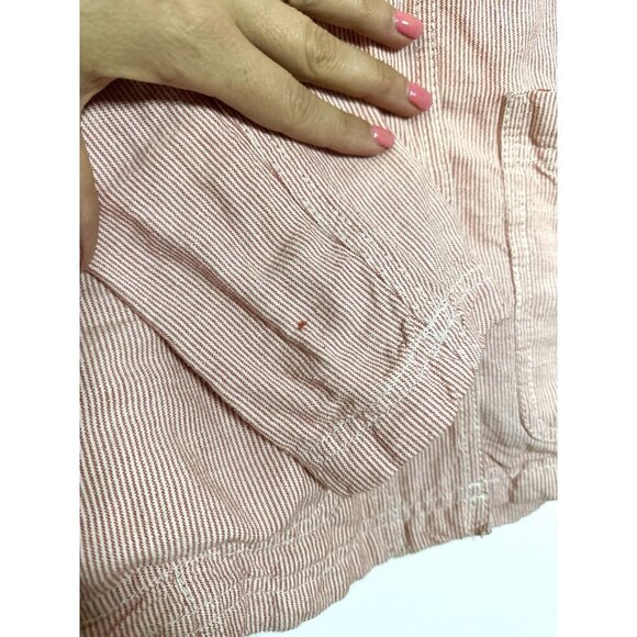 Caslon XS Linen Seersucker Utility Red/White Micro‎ Stripe Jacket - Picture 6 of 10